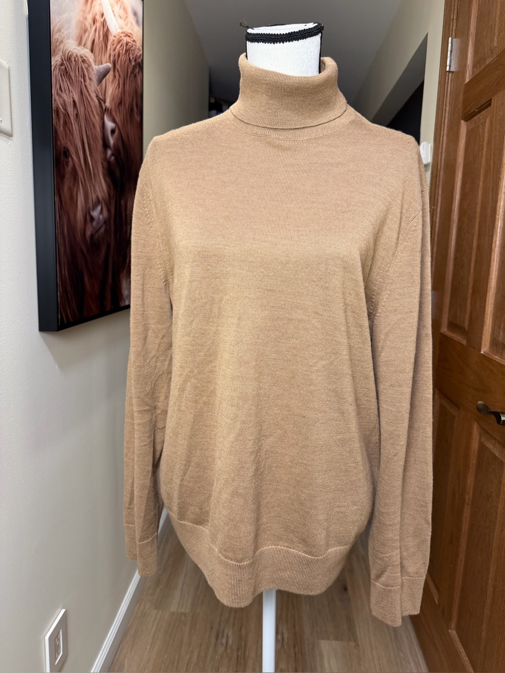 Banana Republic 100% Italian Merino Wool Turtleneck Sweater Size L Camel
